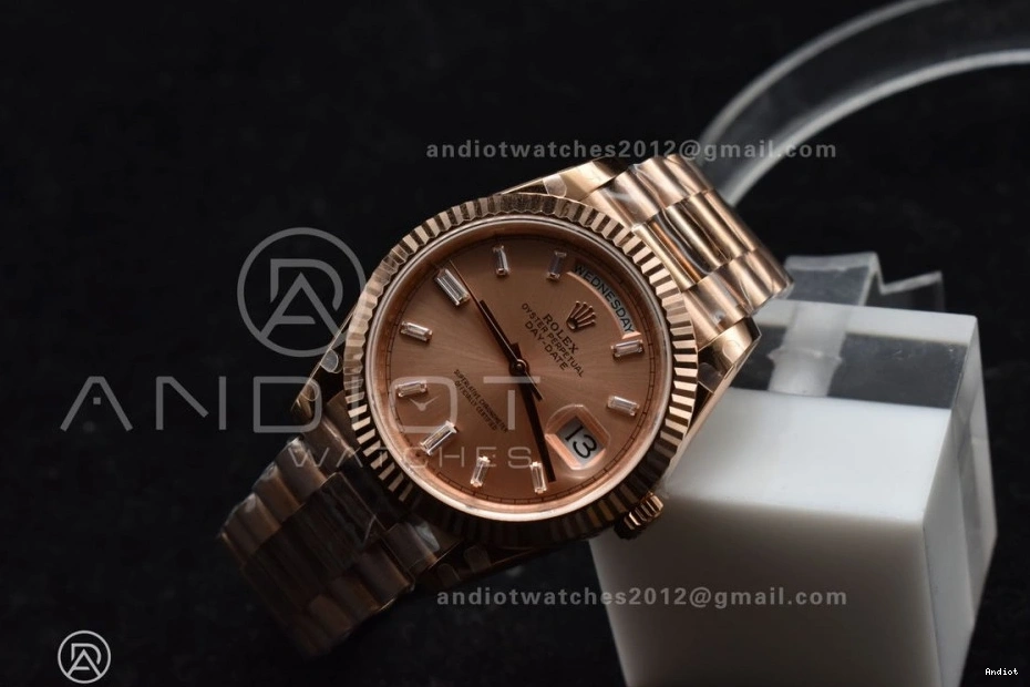 Steel Bracelet Plated 40 RG Markers V2 RG GMF President Crystal A2836 Dial DayDate 904L On 0518